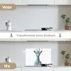 Giraffe - Delfts blauw - Dieren - Minimalistisch keuken achterwand spatscherm klein -voor_na_NL