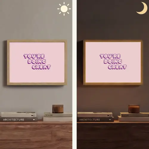 You're doing great - Roze - Bubble letters Light Box met batterij (Wandlamp) middel -sfeer3