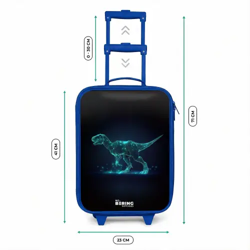 Digitale T-Rex in blauw lichtveld Kinderkoffer - Blauw klein -productfoto_formaten