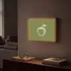 Lijntekening - Appel - Olijfgroen - Blaadje Light Box met batterij (Wandlamp) middel -sfeer1