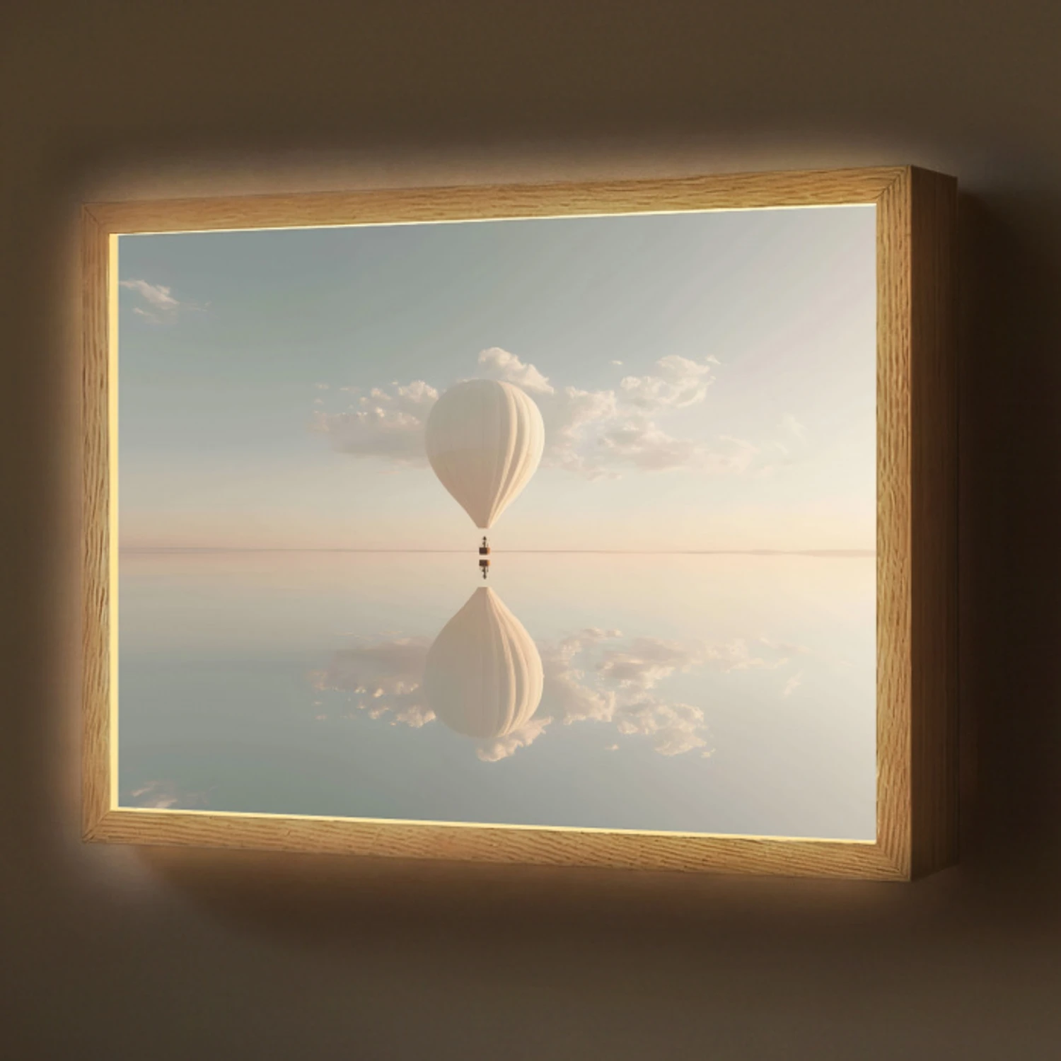 Luchtballon - Wolken - Water - Blauw Light Box met batterij (Wandlamp) middel -z3d_website