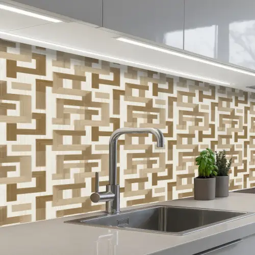 Geometrisch - Retro - Bruin keuken achterwand 2 middel 871 -3d_schuin