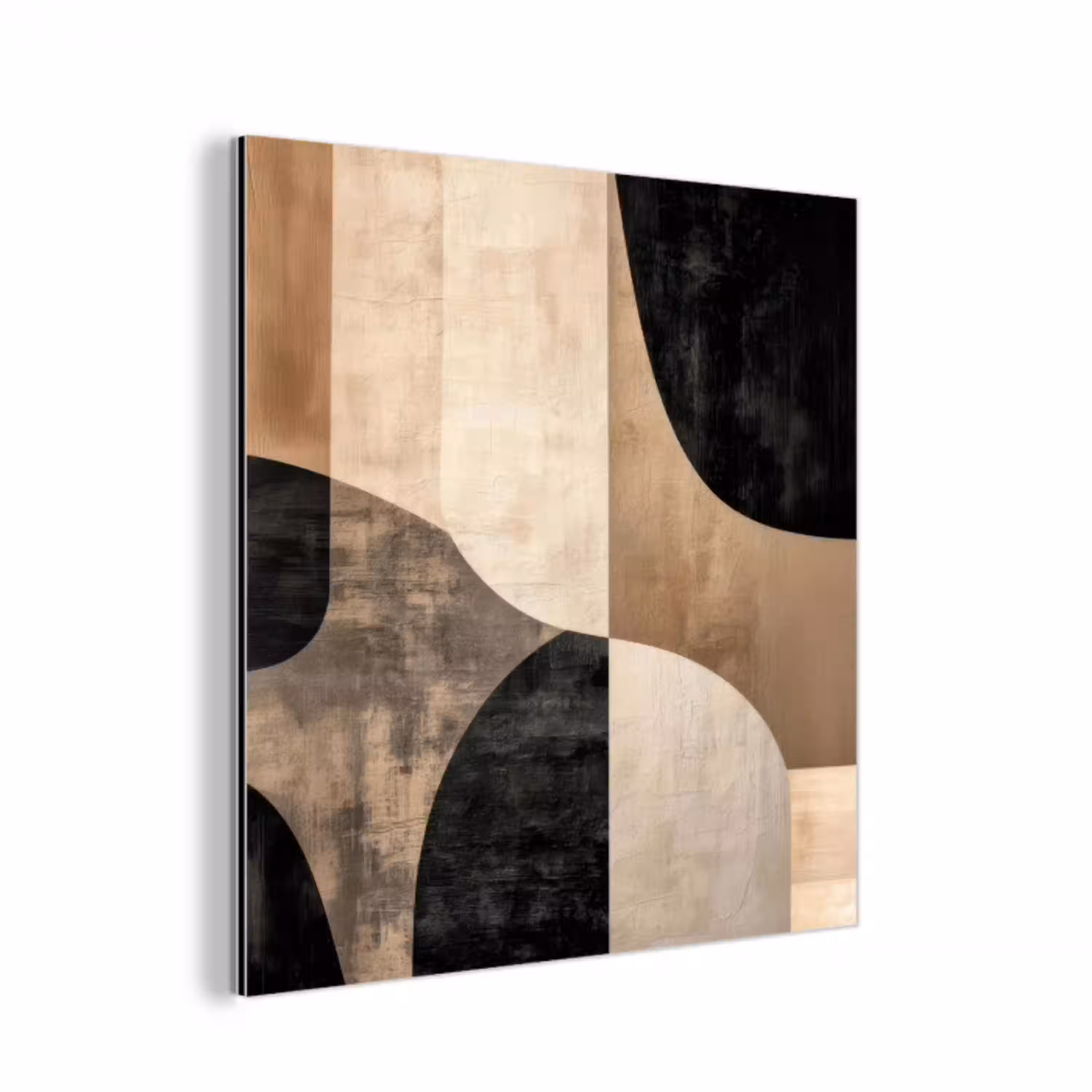 Abstract - Vlakken - Zwart - Rond aluminium wit klein -3d