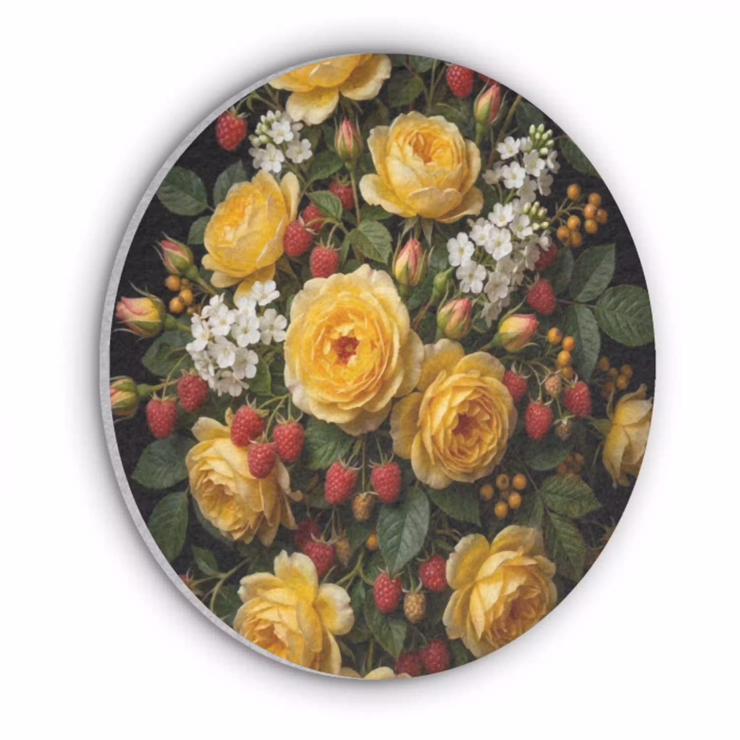 Bloemen - Boeket - Natuur - Klassiek - Geel Akoestische PET Vilt - Rond klein -3d