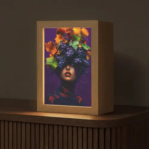 Vrouw - Paars - Druiven Light Box met kabel (Tafellamp) klein -z3d_website