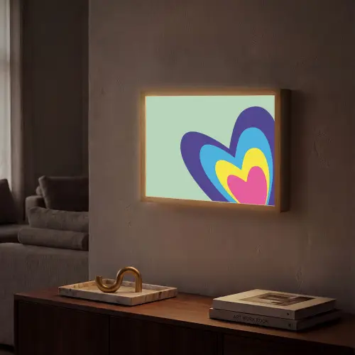 Hartjes - Kleurrijk - Valentijn Light Box met batterij (Wandlamp) middel -sfeer1