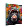 Chimpansee - Graffiti - Kleurrijk aluminium wit klein -3d