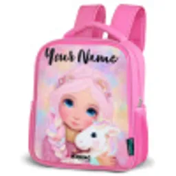 Meisje - Eenhoorn - Roze Kinderrugzak - Roze middel -schuin