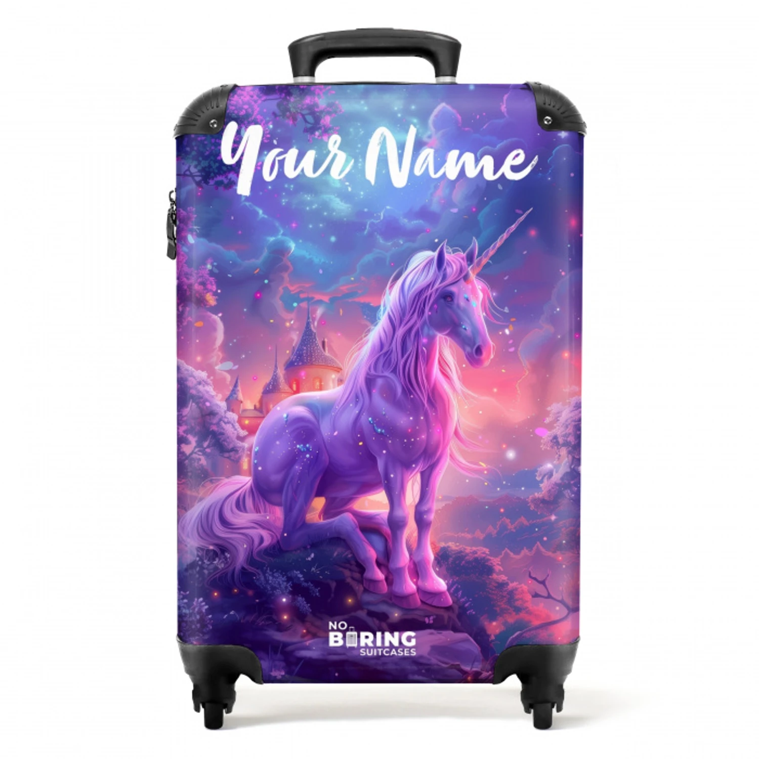 Paarse Eenhoorn in Magische Omgeving NBS - Handbagage koffer - Kinderen Unisex middel -productfoto_recht