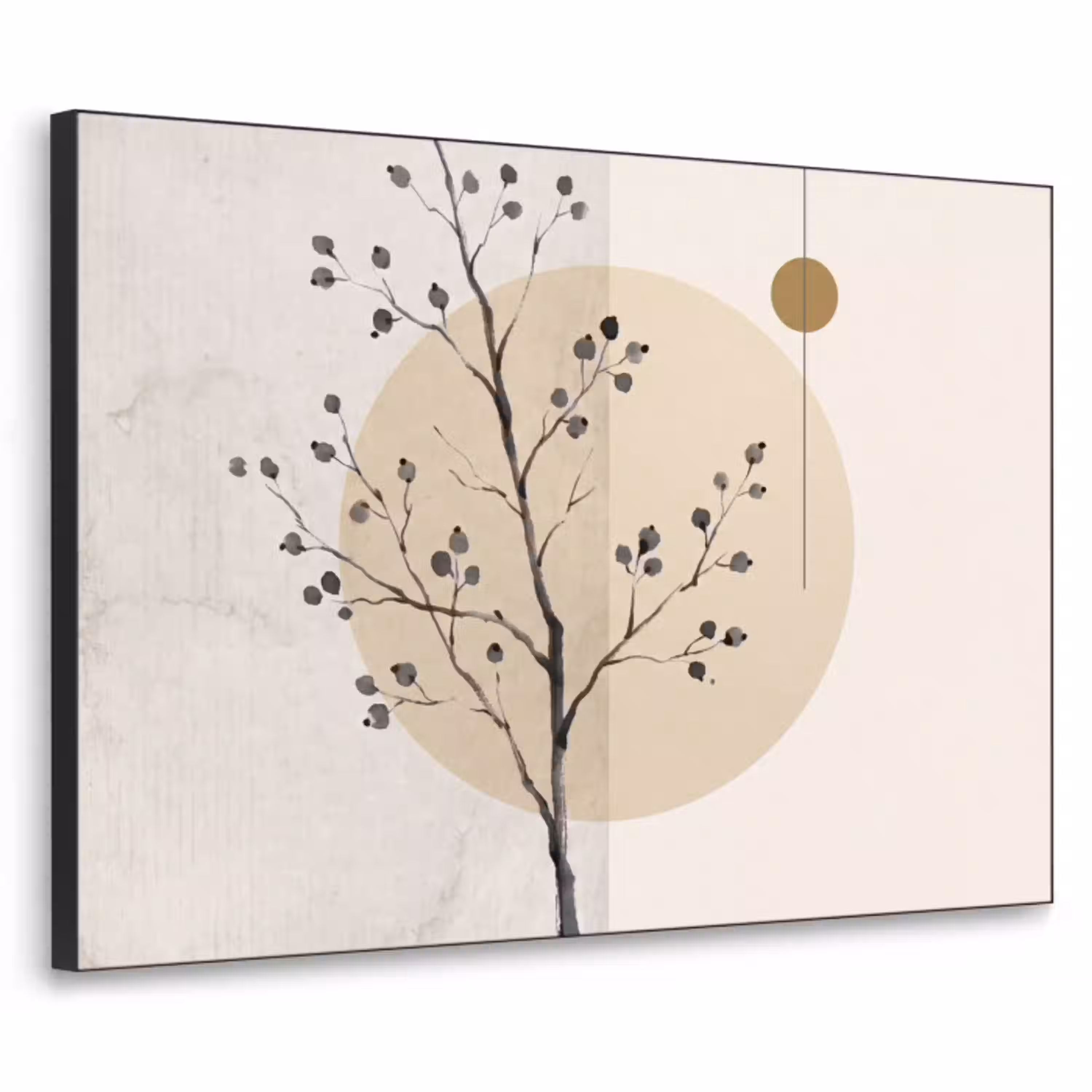 Plant - Abstract - Beige Textielframe zwart klein -3d