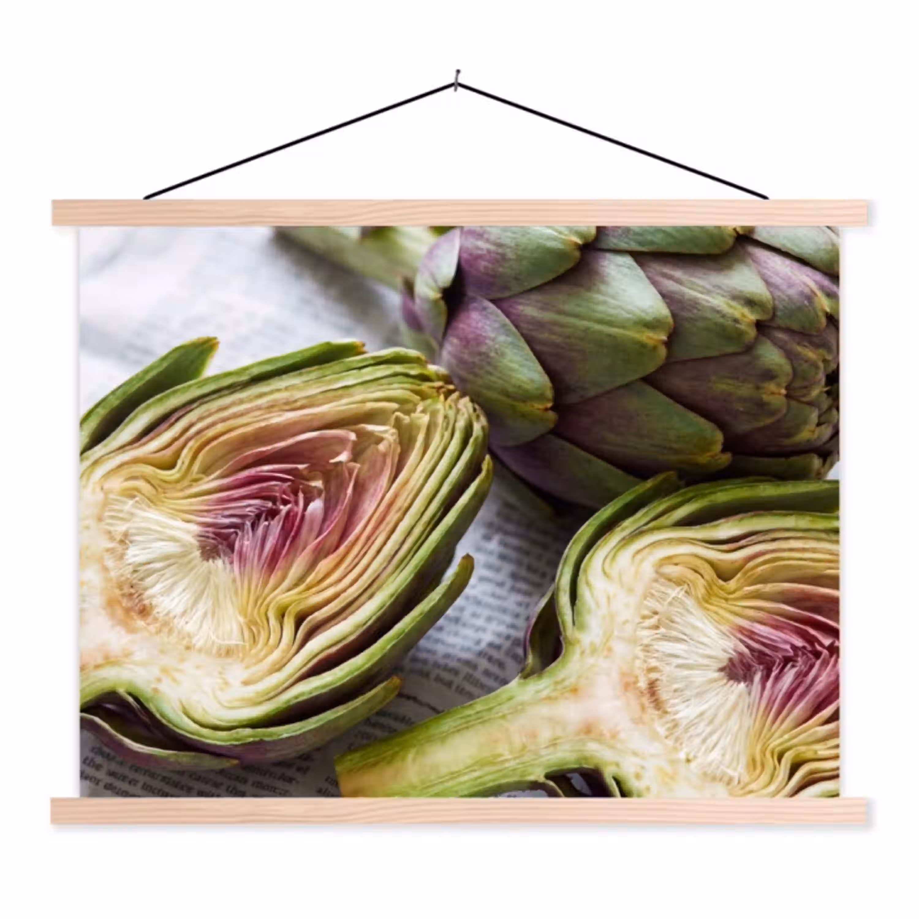 Artisjok - Doorgesneden - Eten textielposter latten blank klein -3d
