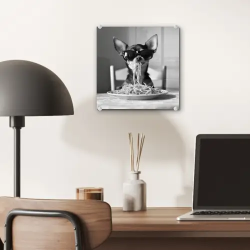 Chihuahua - Hond - Zonnebril - Humoristisch - Zwart - Wit - Spaghetti plexiglas 5mm klein -sfeer6