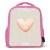 Roze hart omringd door beige stippen Kinderrugzak - Roze middel -3d