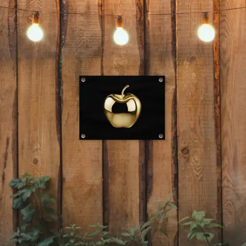 Appel - Goud - Chrome - Zwart tuinposter los doek klein -sfeer1