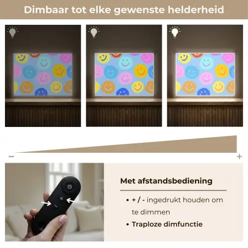 Smileys - Kleurrijk - Grappig Light Box met batterij (Wandlamp kind) middel -USP_dimbaarNL