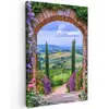 Doorkijk - Toscane - Landschap - Poort Tuinposter op houten frame 2 cm dik klein -3d