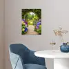 Doorkijk - Poort - Hortensia - Bloementuin poster papier klein -sfeer3