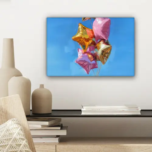 Ballonnen - Goud - Stervorm - Roze canvas 2cm klein -sfeer6