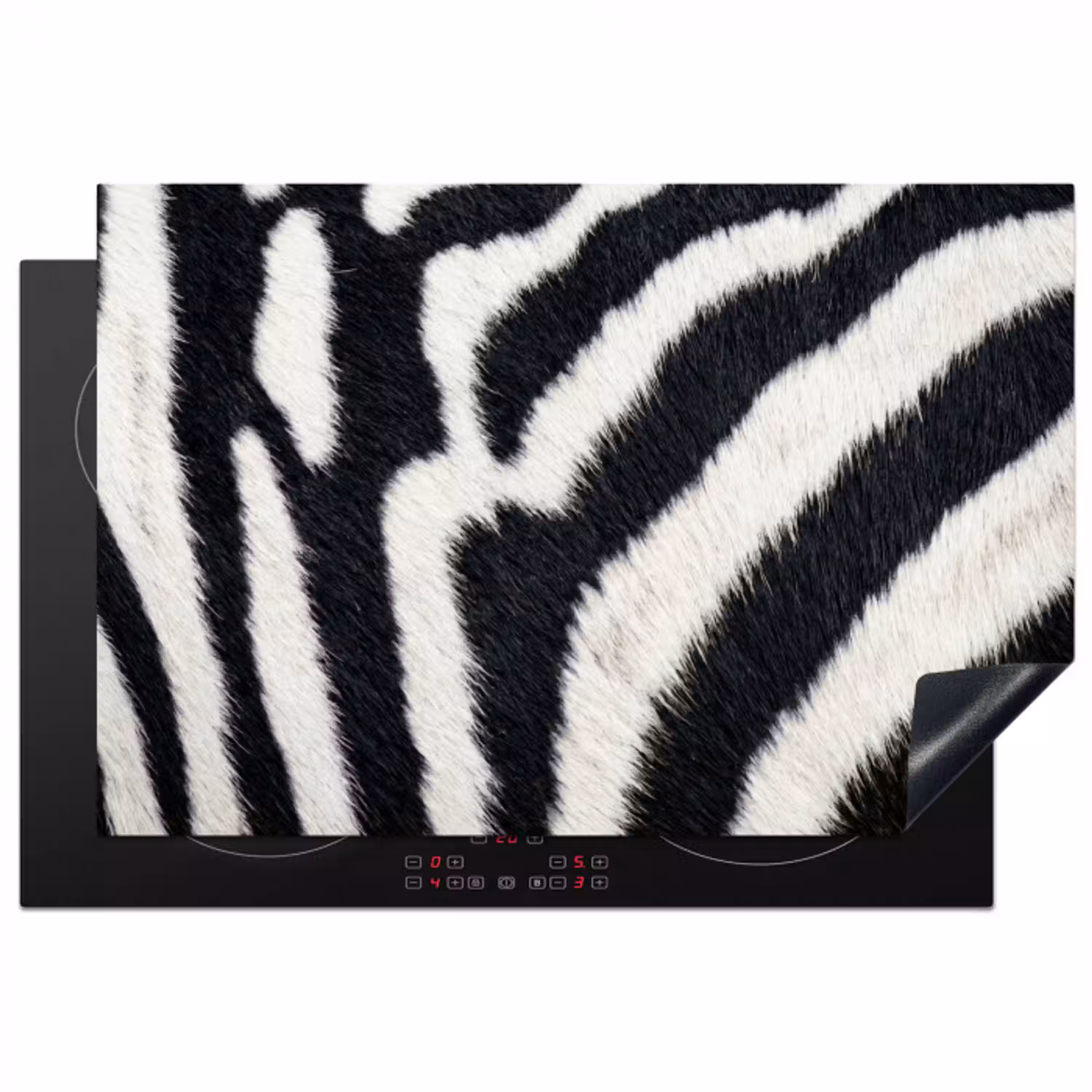 Zebra - Vacht - Klassiek - Zwart - Wit Inductie beschermer vinyl 3mm klein -3d