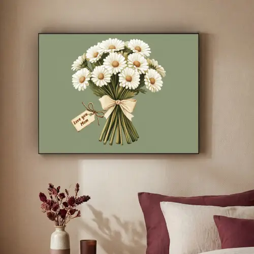 Lint - Boeket - Groen - Quote Textielframe zwart klein -sfeer1
