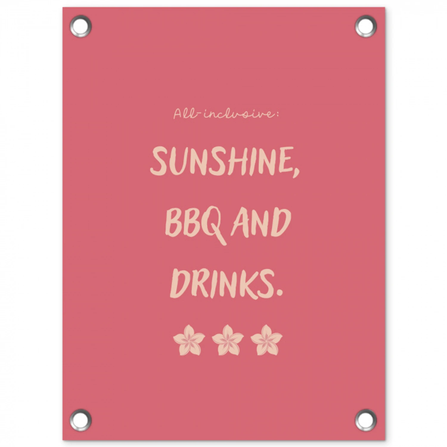 BBQ - Quote - Roze - Zomer tuinposter los doek klein -3d