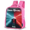 Raceauto - Verlichting - Neon - Rood Kinderrugzak - Roze middel -schuin