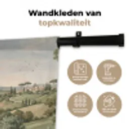 Landschap - Heuvels - Zandpad - Groen Wandkleed katoen klein -sfeer2