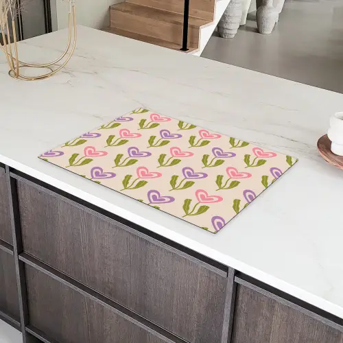 Bloemen - Hartjes - Patroon Inductie beschermer vinyl 3mm klein 276 -sfeer8