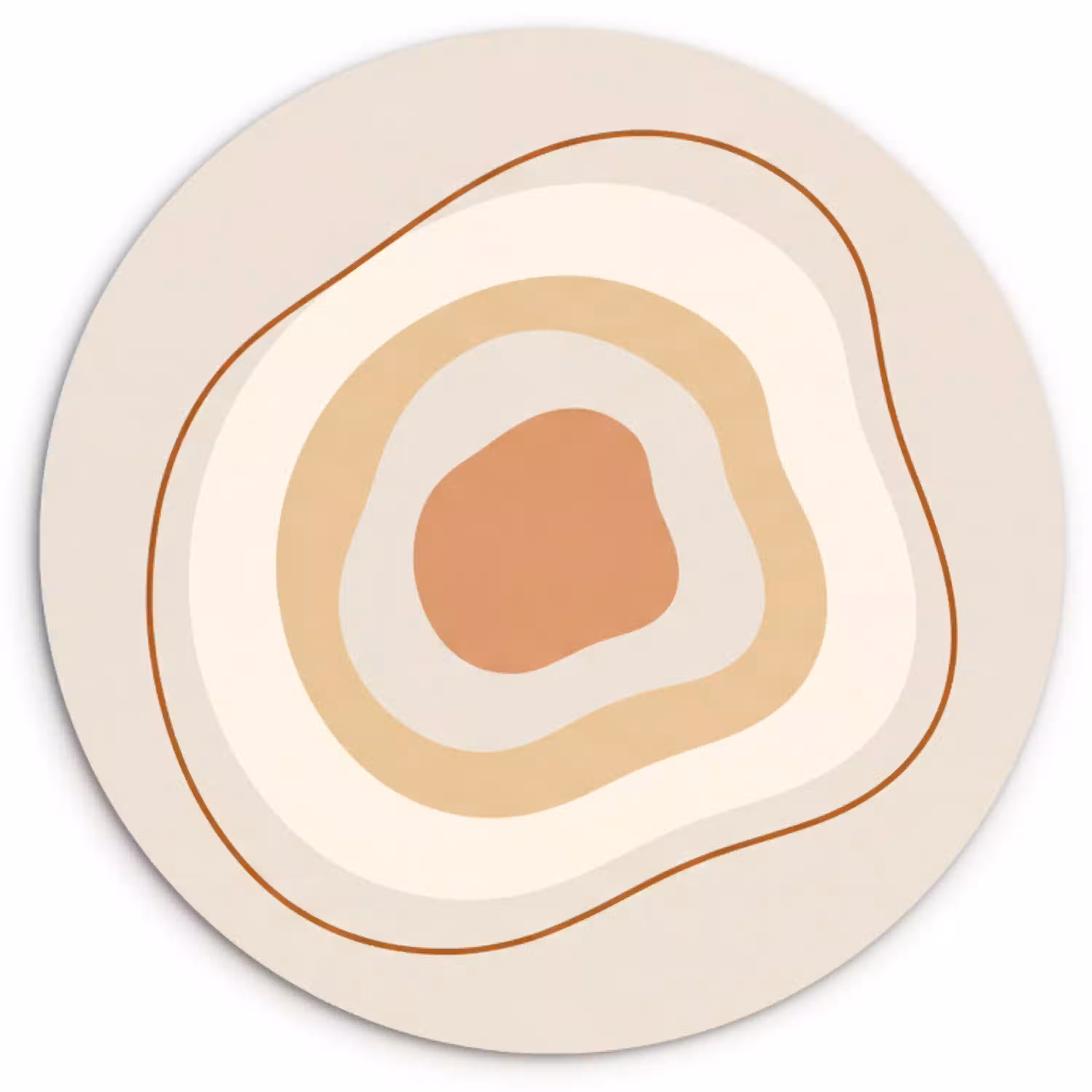 Abstract - Organisch - Modern - Beige - Kunst Wandcirkel plexiglas klein -3d