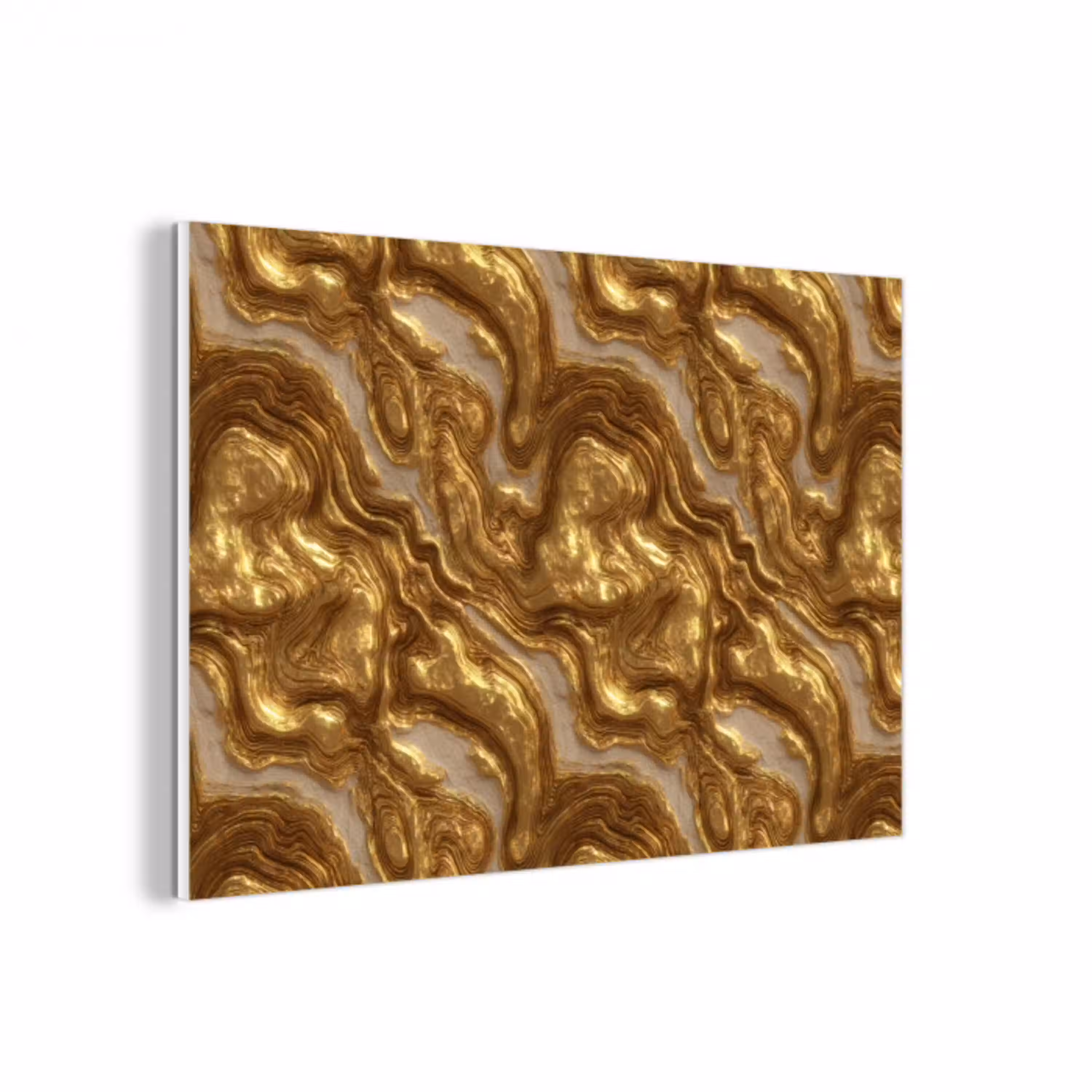 Golven - Organisch - Goud - Crème forex 5mm xxl 6 -3d