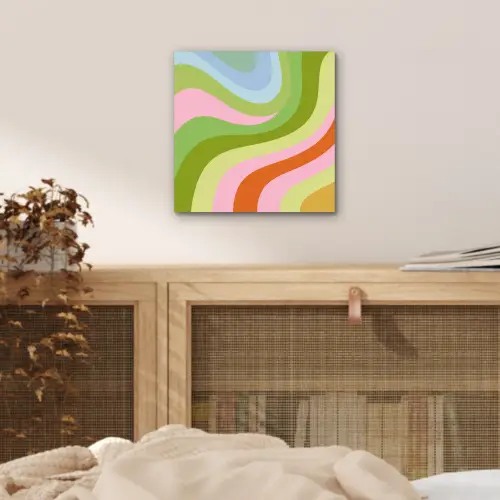 Lijnen - Pasteltinten - Golvend aluminium wit klein -sfeer3