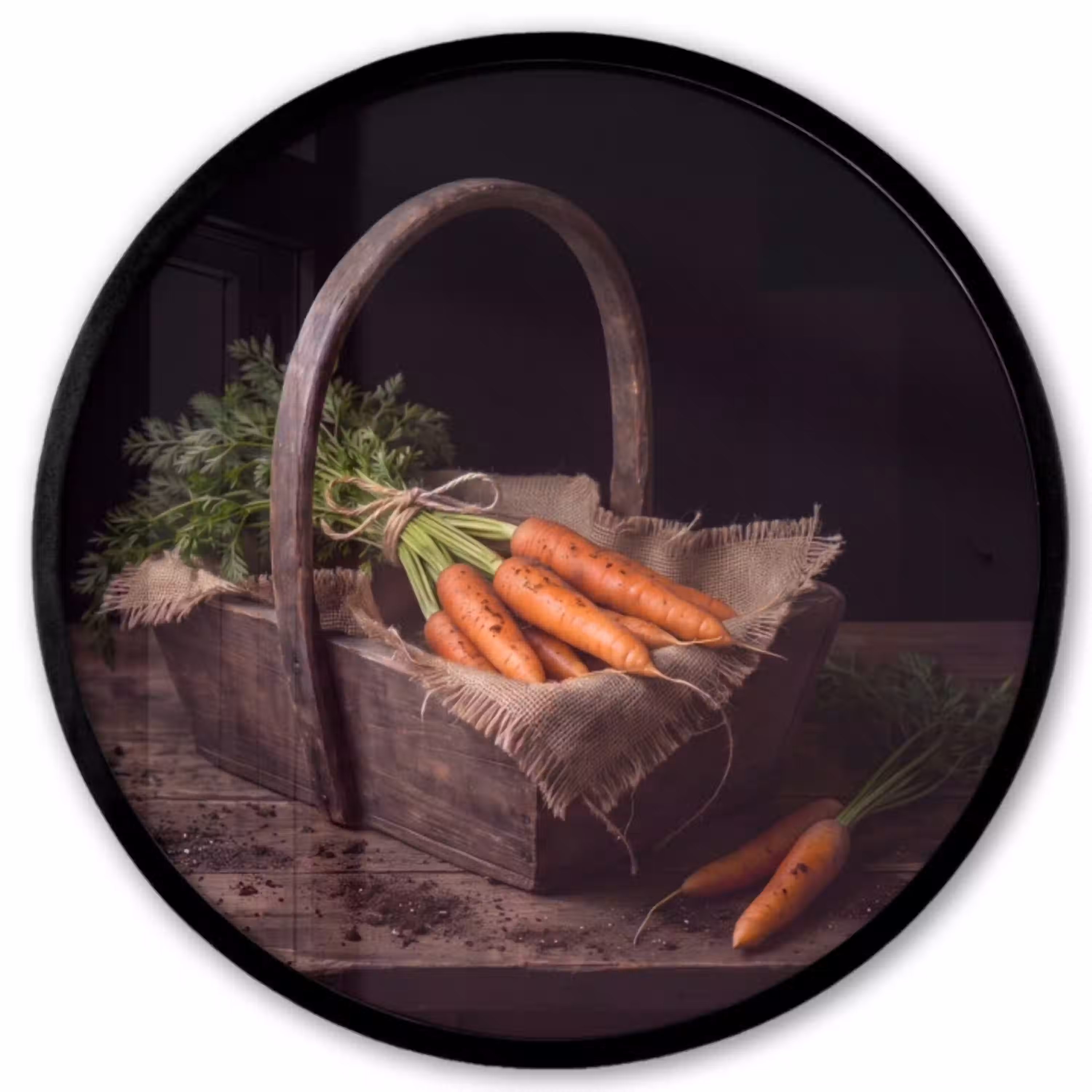 Wortels - Mand - Eten Fotolijst rond zonder passe partout klein -3d