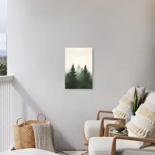 Sparren - Bomen - Groen - Beige Tuinposter op houten frame 2 cm dik klein -sfeer1