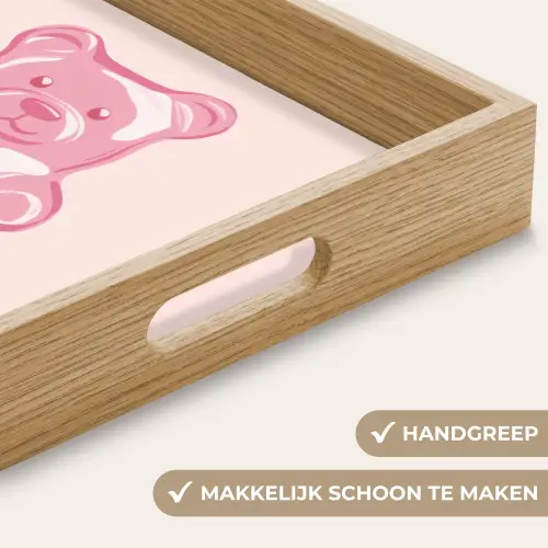 Beer - Roze - Snoep Dienblad Rechthoek middel -USP_HandgreepNL