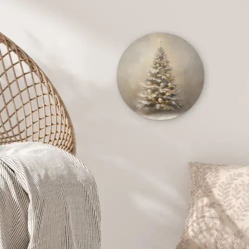 Kerst - kerstboom - Sneeuw - Art Akoestische PET Vilt - Rond klein -sfeer4