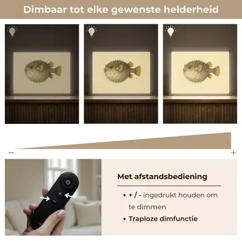 Stekels - Vis - Opgeblazen - Bruin Light Box met batterij (Wandlamp) middel -USP_dimbaarNL