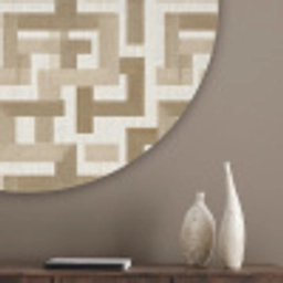 Geometrisch - Retro - Bruin Akoestische PET Vilt - Rond klein 838 -sfeer5_closeup