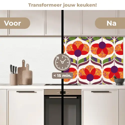 Retro - Flower Power - Vintage - Kleuren keuken achterwand 2 middel 871 -voor-na2_NL