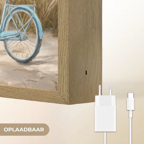 Strand - Zee - Fiets - Vintage - Bloemen Light Box met batterij (Wandlamp) middel -USP_websiteoplaadbaarNL