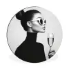 Vrouw - Champagne - Modern Wandcirkel aluminium klein -3d