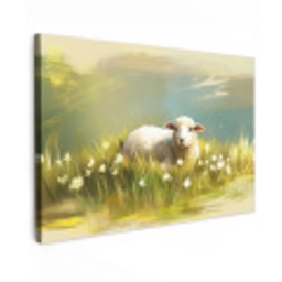 Schaap - Weide - Groen Tuinposter op houten frame 2 cm dik klein -3d