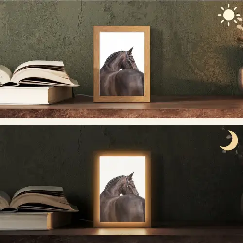 Portret - Paard - Elegant Light Box met kabel (Tafellamp) klein -sfeer3