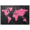 Wereldkaart - Roze - Marmer poster papier klein -3d