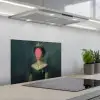 Kroon - Roze druipend verf - Portret keuken achterwand spatscherm klein -3d_schuin