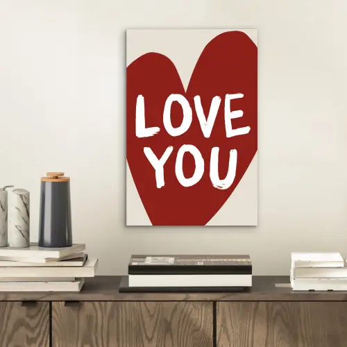 Loveyou - Hart - Rood aluminium wit klein -sfeer1