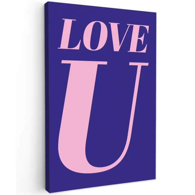 Love - Blauw - Valentijn Tuinposter op houten frame 2 cm dik klein -3d