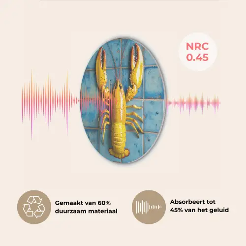 Kreeft - Geel - Blauw - Tegels Akoestische PET Vilt - Rond klein -USP_NL