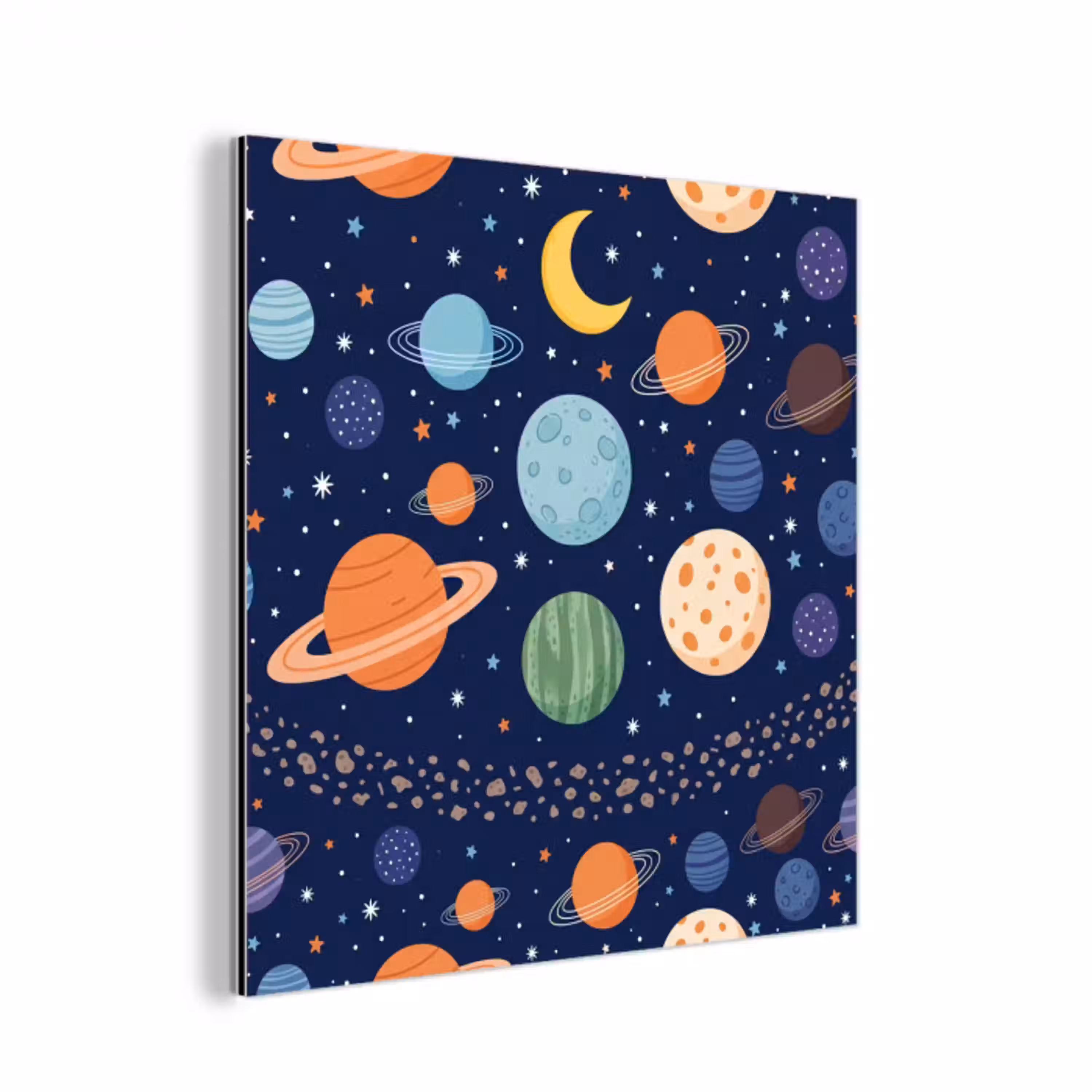 Ruimte - Planeten - Kleurrijk aluminium wit klein -3d