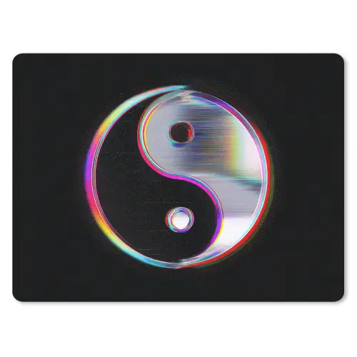 Yin-Yang - Cirkel - Regenboog muismat rubber klein -3d
