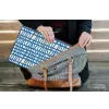 Ruitpatroon - Blauw - Crème laptophoes neopreen klein 279 -tas
